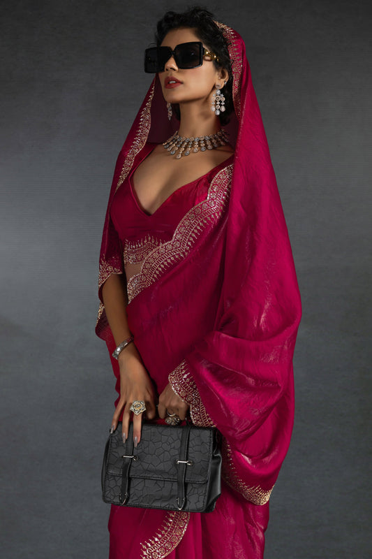 Pink Stone Work Satin Silk Saree-ZB134295_2_SareeButa.com