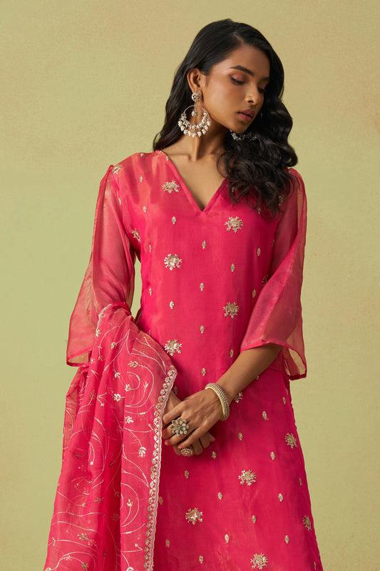 Pink Unstitched Embroidered Organza Salwar Suit-SS168_2_SareeButa.com