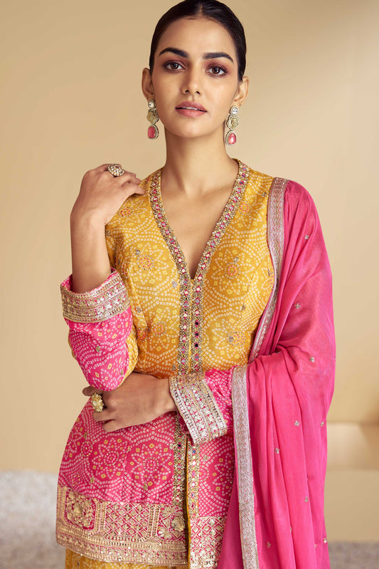 Pink & Yellow Embroidered Chinon Sharara Suit-SS288_2_SareeButa.com