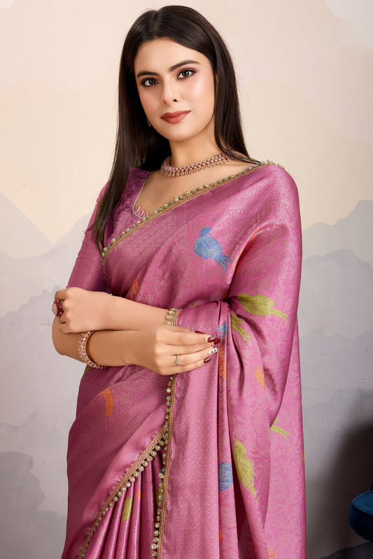 Pink Brocade Silk Saree-ZB134255_2_SareeButa.com