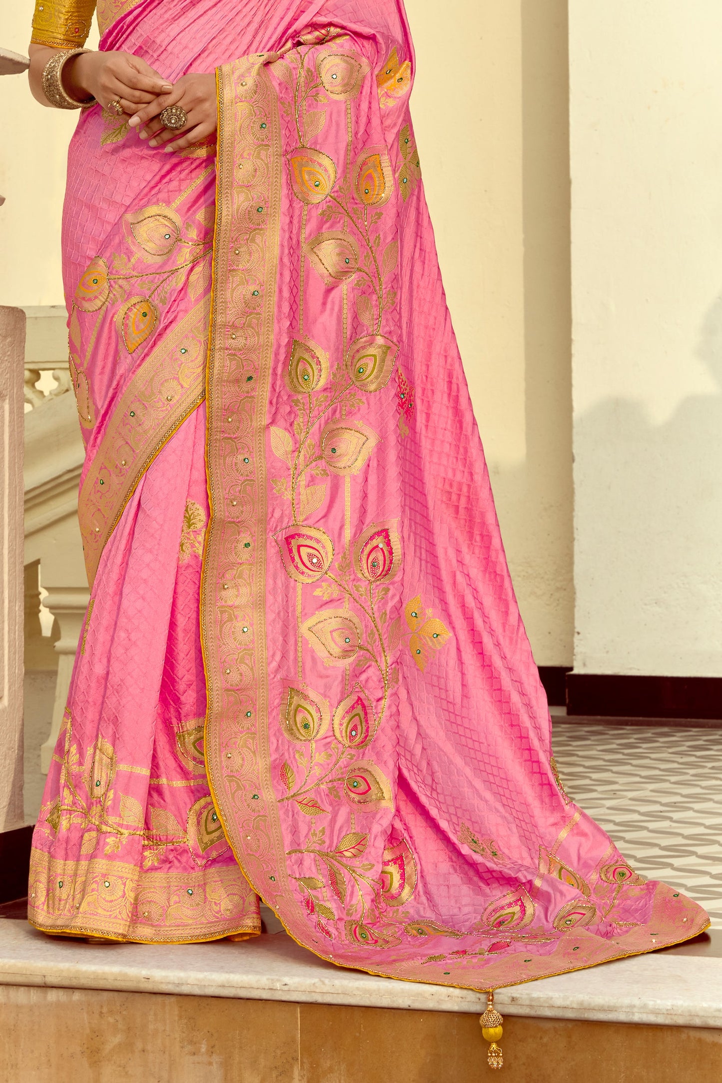 Pink Dola Silk Saree with Cutdana Work-ZB134586_5_SareeButa.com