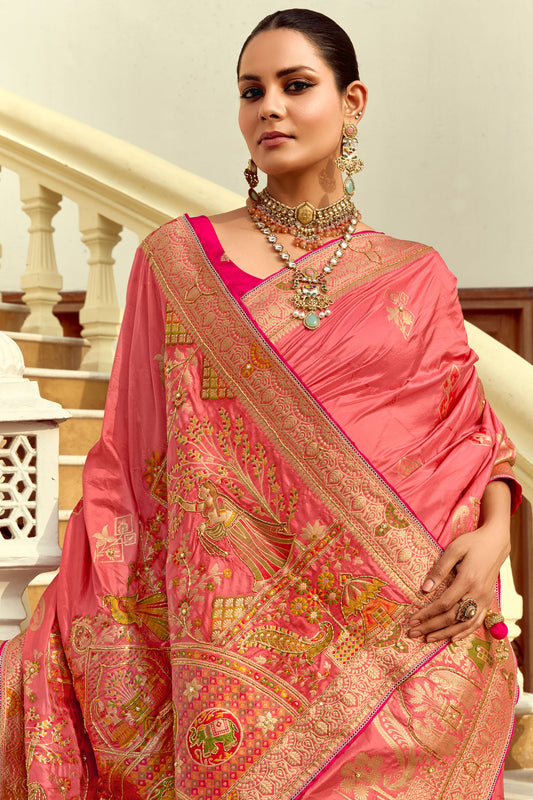 Pink Dola Silk Saree with Cutdana Work-ZB134589_2_SareeButa.com