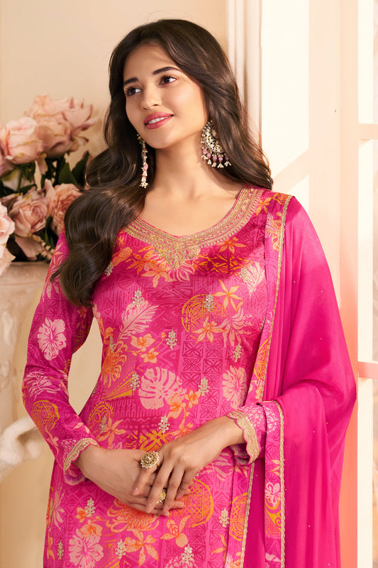 Pink Embroidered Chinon Suit-SAR11509_2_SareeButa.com
