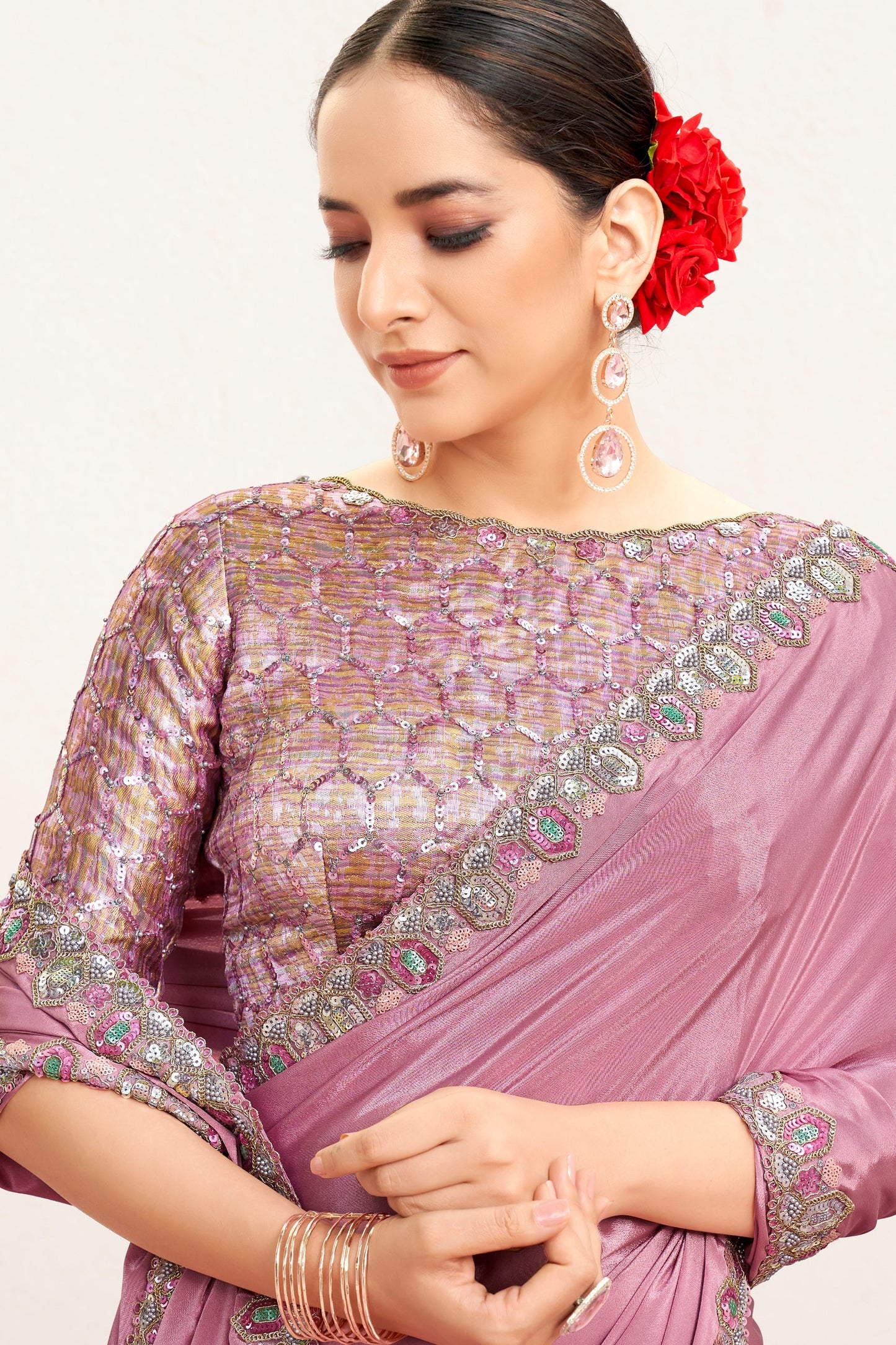 Pink Embroidered Crepe Silk Saree-ZB134577_2_SareeButa.com