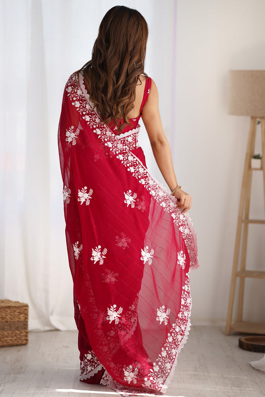 Pink Embroidered Georgette Saree-ZB133073_2_SareeButa.Com