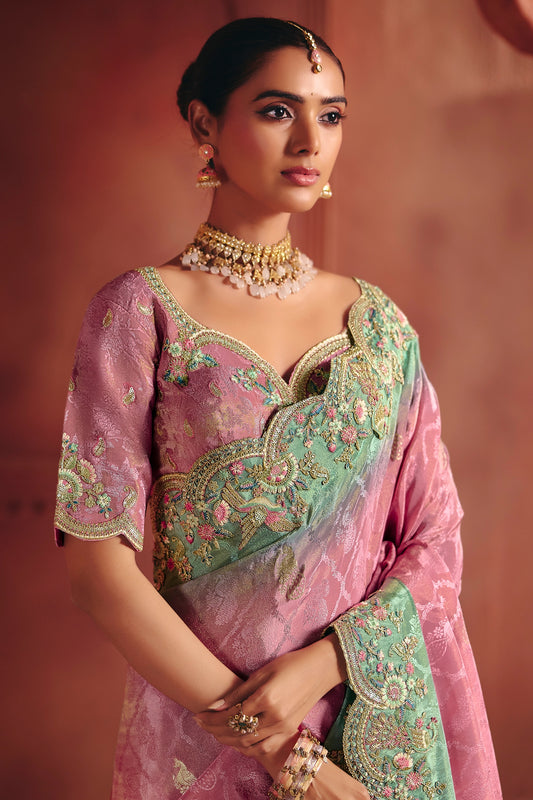 Pink Embroidered Jacquard Dola Silk Saree-SAR12083_2_SareeButa.com