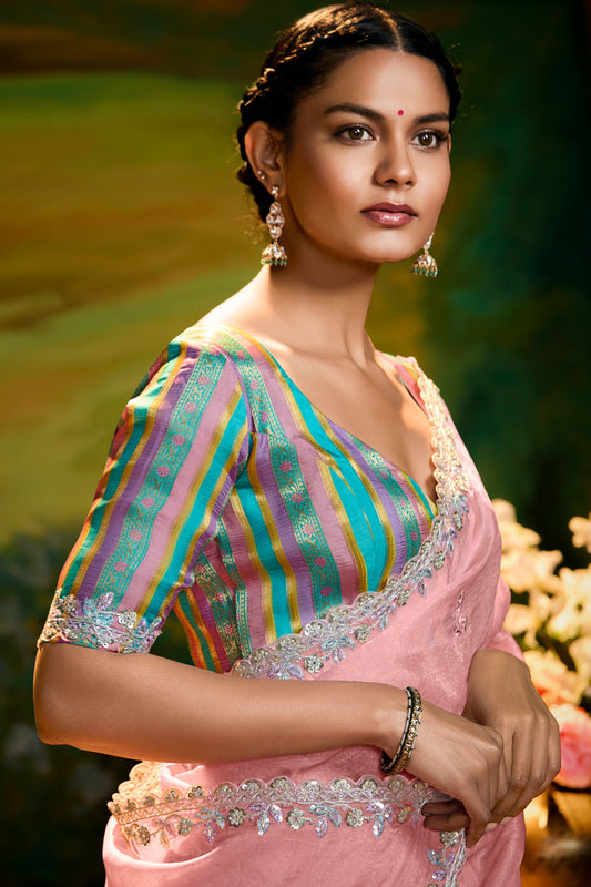 Pink Embroidered Organza Saree-ZB134604_2_SareeButa.com