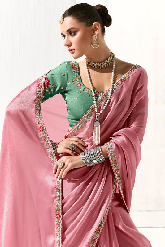 Pink Embroidered Organza Tissue Saree-ZB134755_2_SareeButa.com