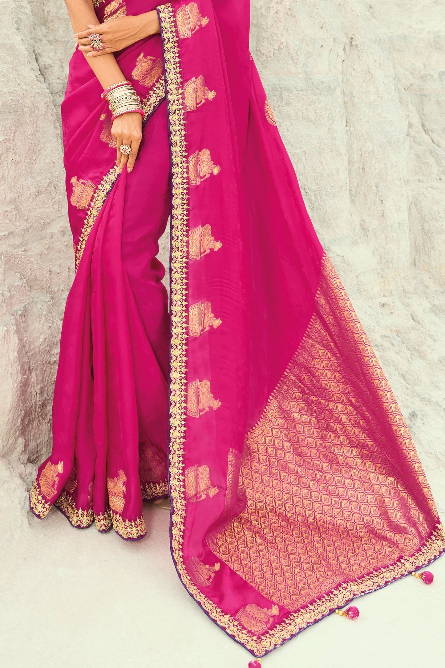 Pink Embroidered Organza Viscose Satin Saree-SAR10817_5_SareeButa.com