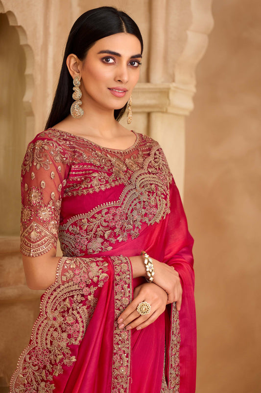 Pink Embroidered Satin Chiffon Saree-SAR11716_2_SareeButa.com