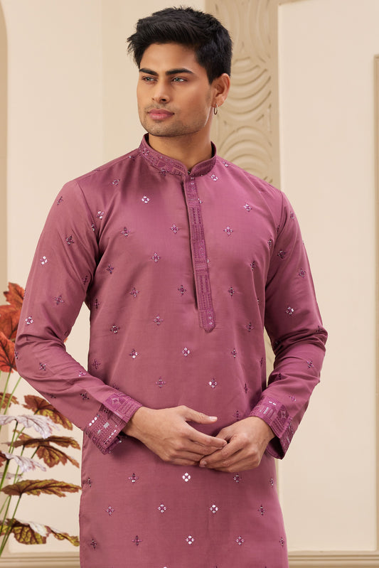 Pink Embroidered Silk Kurta Pajama-MW18_2_SareeButa.com