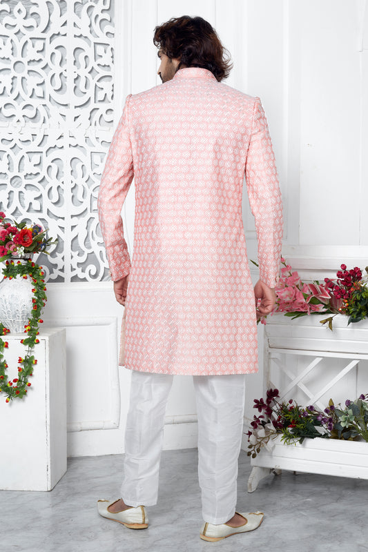 Pink Embroidered Silk Kurta Pajama-SAR11426_2_SareeButa.com