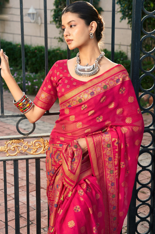 Pink Georgette Brasso Saree-ZB134537_2_SareeButa.com
