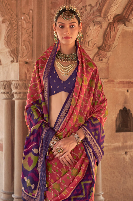 Pink Georgette Patola Saree-ZB134180_2_SareeButa.com