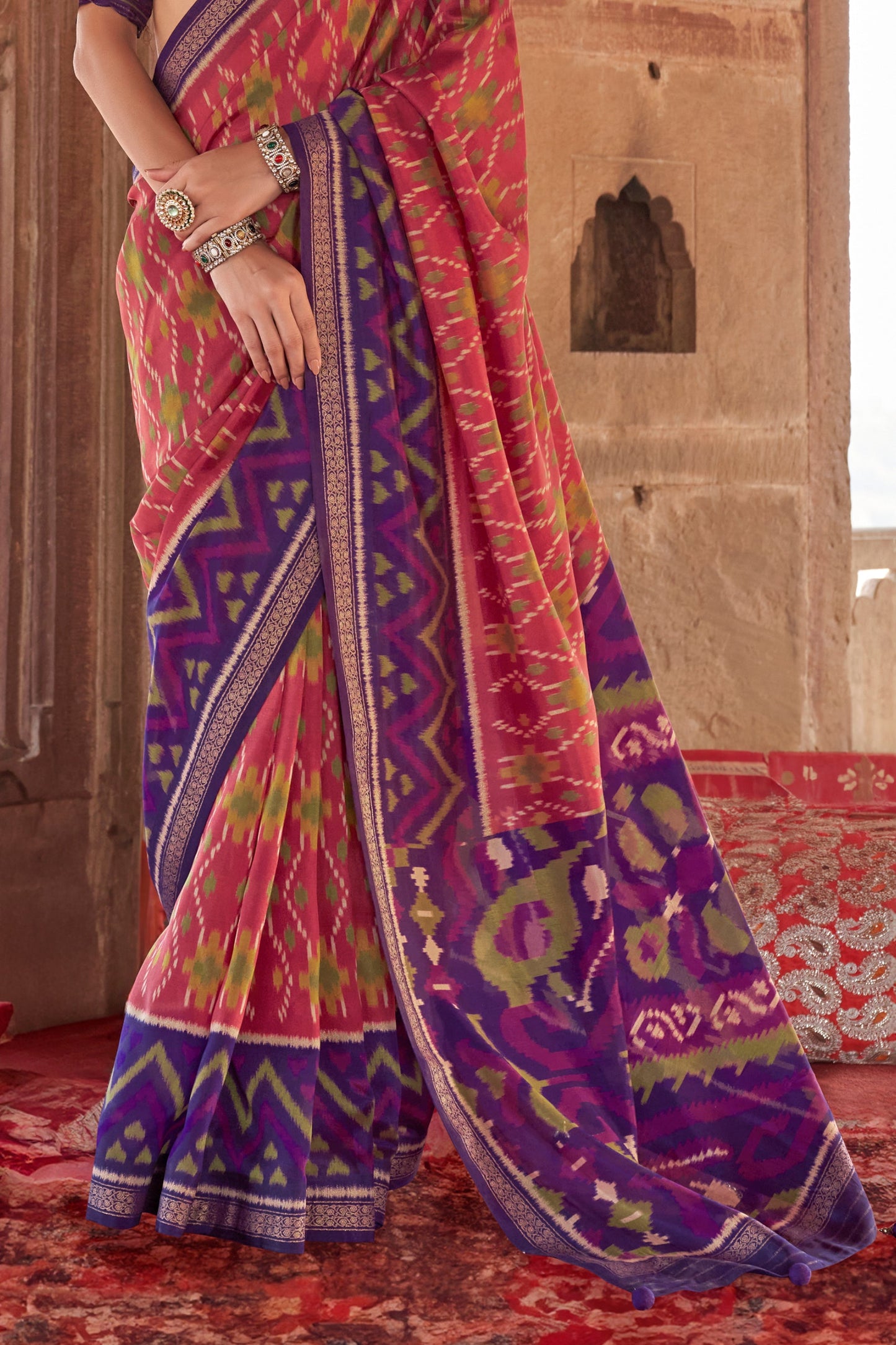 Pink Georgette Patola Saree-ZB134180_4_SareeButa.com