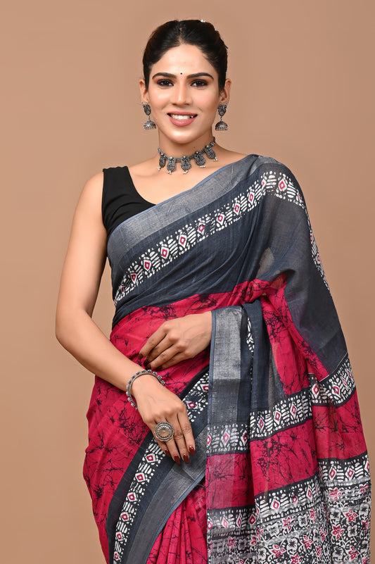 pink-handblock-print-cotton-linen-saree-zb132577_2_SareeButa.com