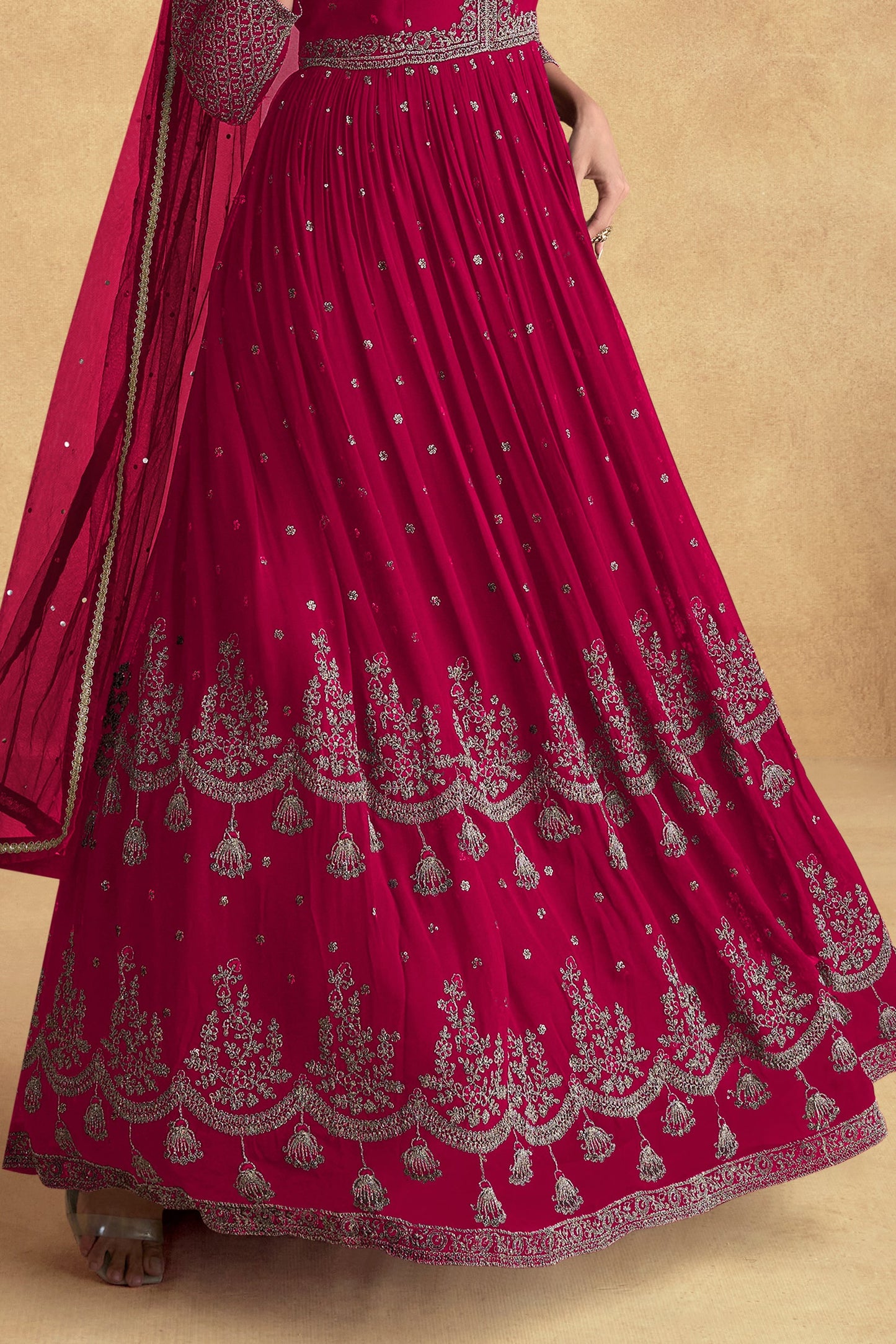 Pink Heavy Work Goergette Gown with Dupatta-SS462_3_SareeButa.com