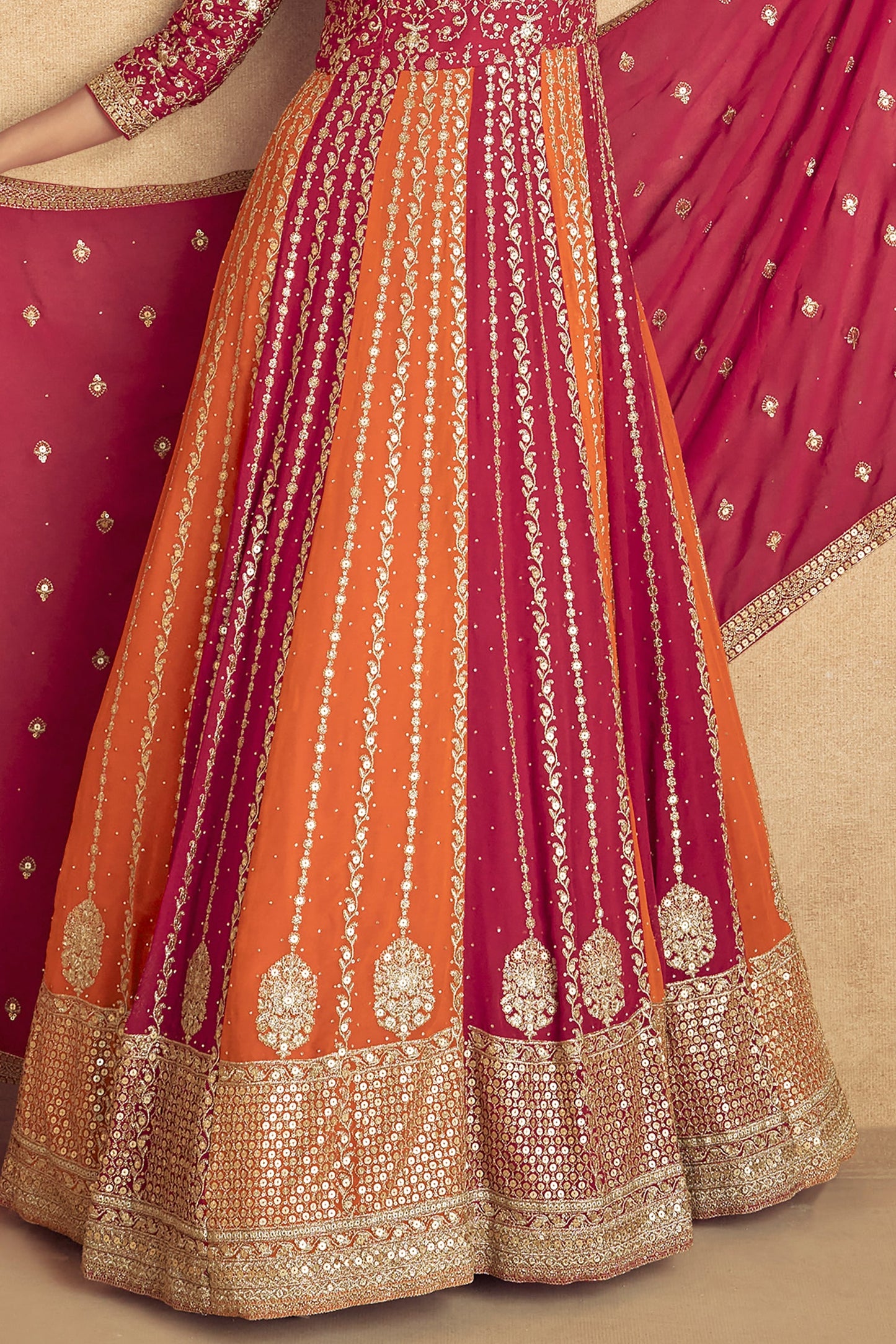 Pink Heavy Work Goergette Gown with Dupatta-SS463_3_SareeButa.com