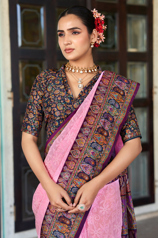 Pink Printed Georgette Saree-SAR10206_2_SareeButa.com
