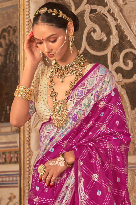 Pink Printed Paithani Silk Saree-ZB134548_2_SareeButa.com