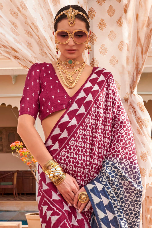 Pink Printed Patola Saree-ZB133522_2_SareeButa.com