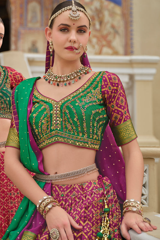 Pink Printed Readymade Silk Lehenga-LC135_2_SareeButa.com