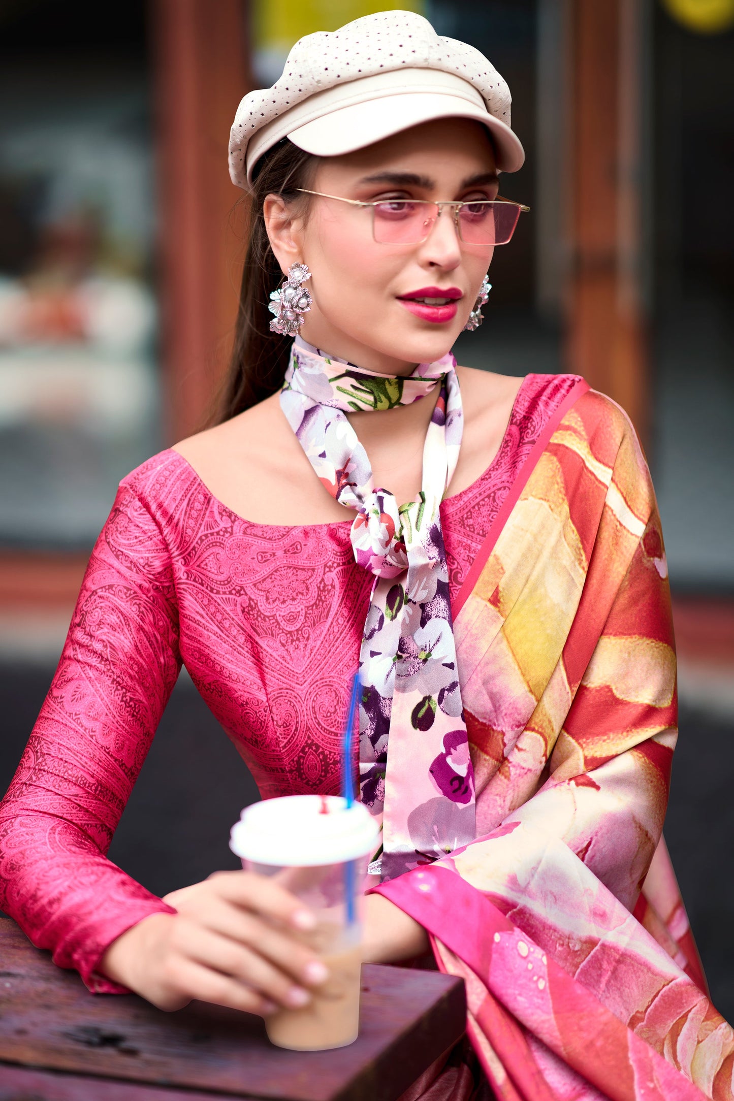 Pink Printed Satin Crepe Saree-ZB133758_4_SareeButa.com