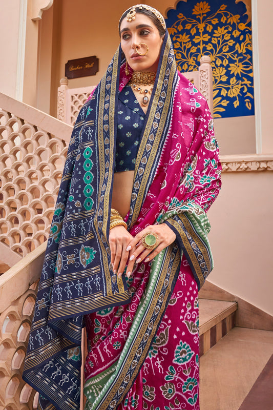 Pink Printed Silk Saree-ZB133923_2_SareeButa.com
