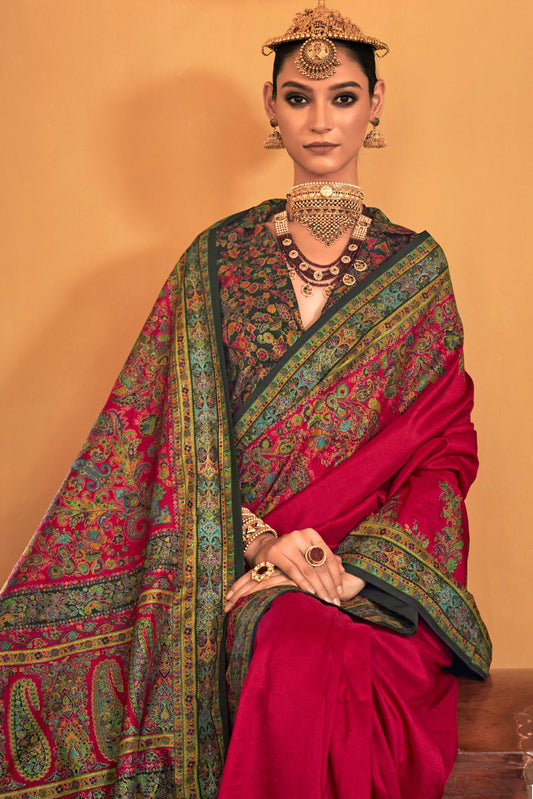 Pink Printed Viscose Silk Saree-ZB134518_2_SareeButa.com