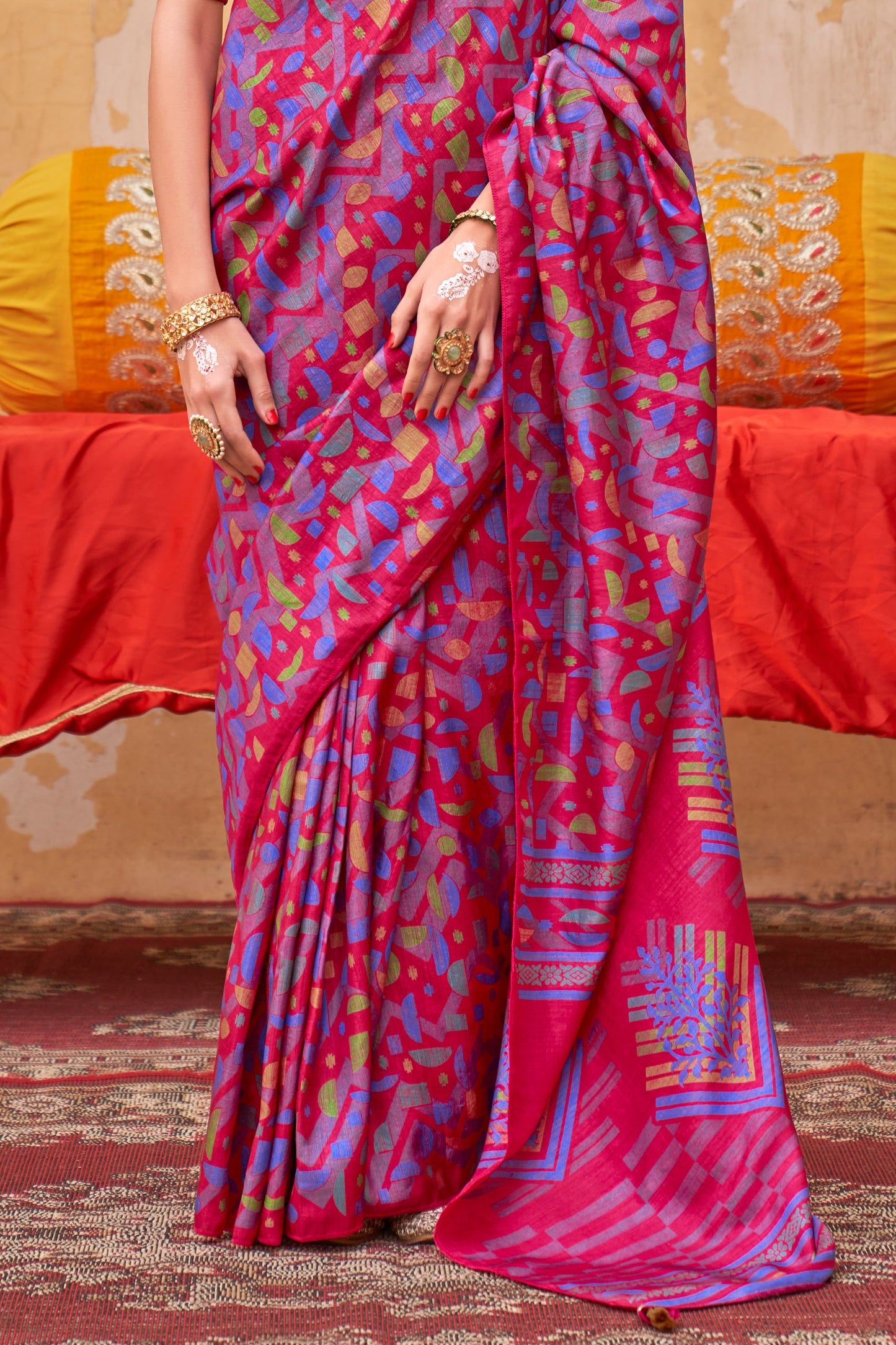 Pink Printed Silk Saree-ZB134542_3_SareeButa.com