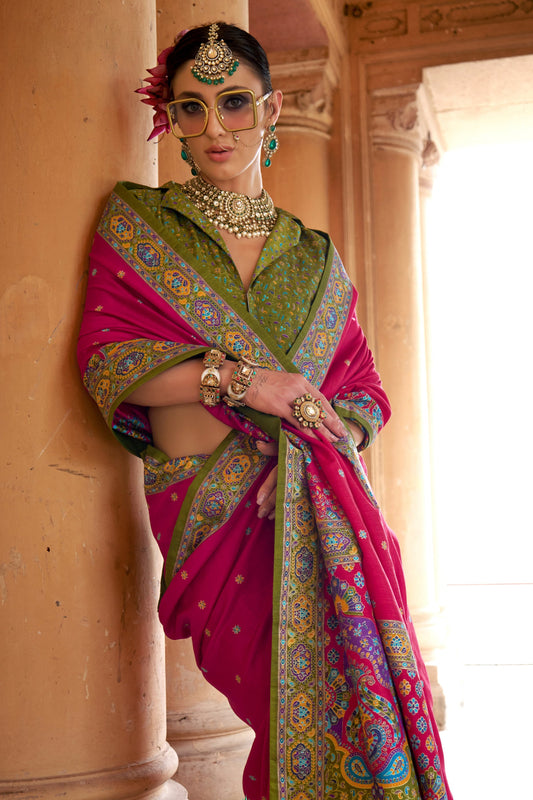 Pink Printed Viscose Silk Saree-SAR10129_2_SareeButa.com