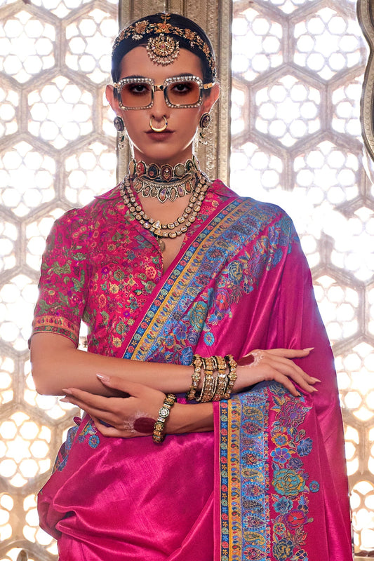 Pink Printed Viscose Silk Saree-ZB133637_2_SareeButa.com