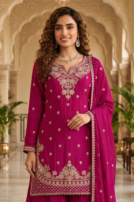 Pink Readymade Bead Work Chinon Suit-SAR13011_2_SareeButa.com