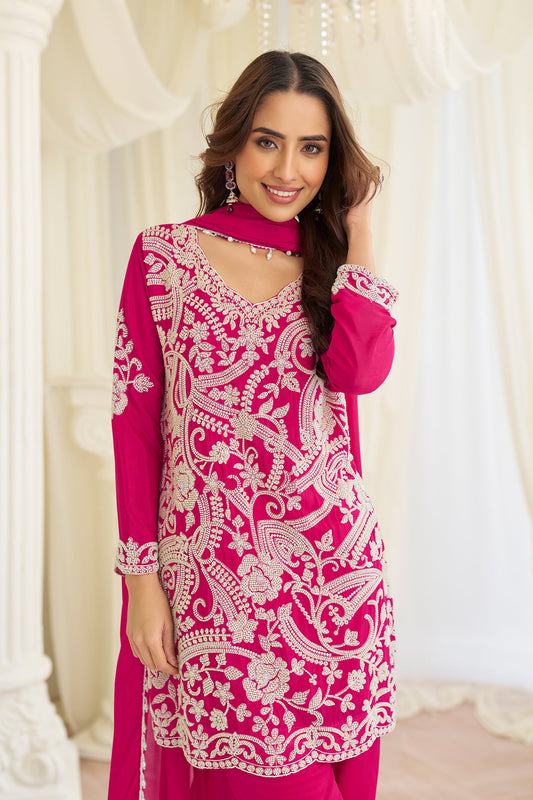 Pink Readymade Bead Work Georgette Suit-SAR11524_2_SareeButa.com