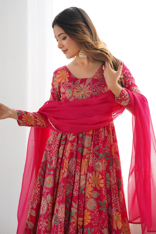 Pink Readymade Chanderi Silk Anarkali Suit-SS399_2_SareeButa.com
