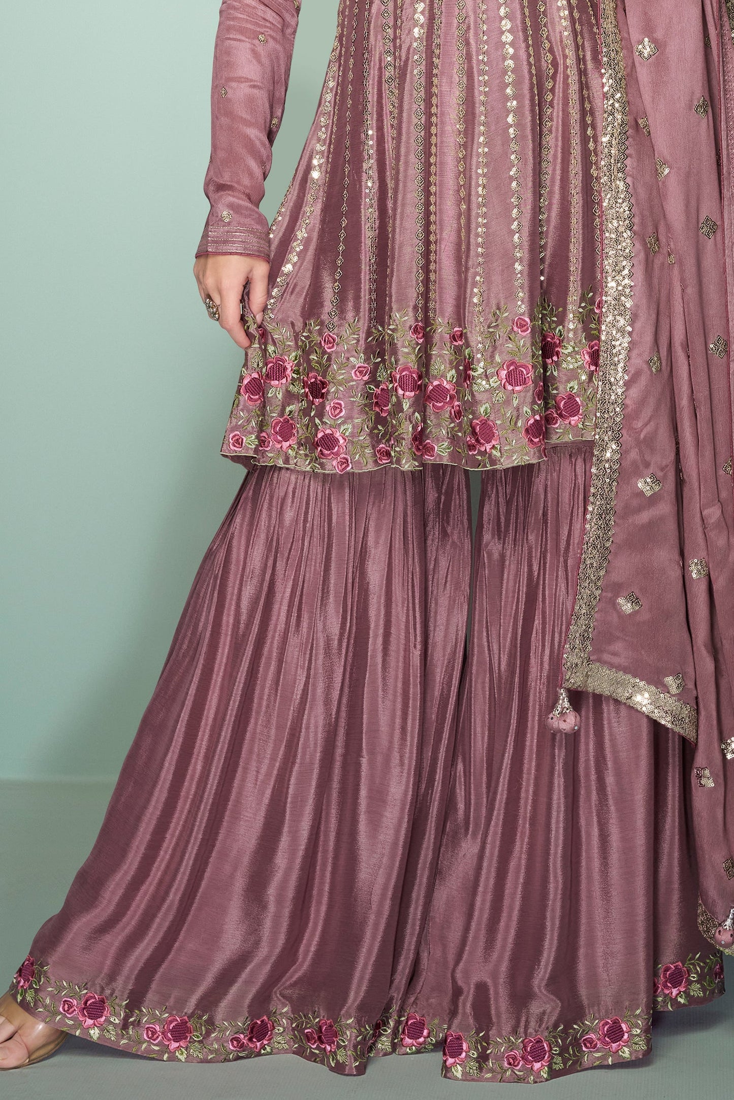 Pink Readymade Chinon A-line Sharara Suit-SS527_4_SareeButa.com