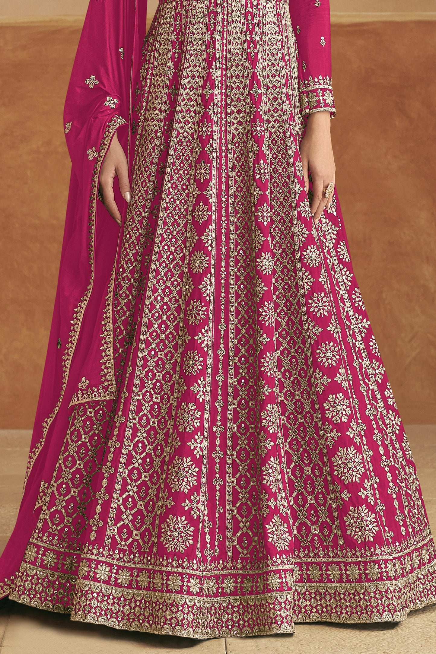 Pink Readymade Chinon Gown with Dupatta-SS514_3_SareeButa.com