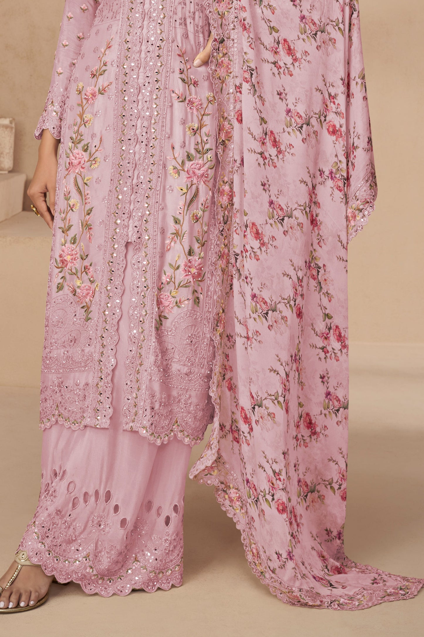 Pink Readymade Chinon Silk Palazzo Suit-SS563_3_SareeButa.com