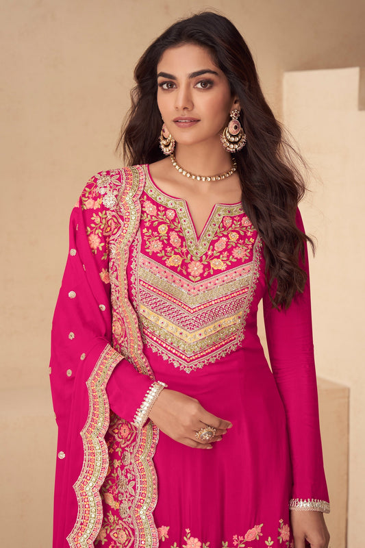 Pink Readymade Embroidered Chinon Suit-SAR12049_2_SareeButa.com
