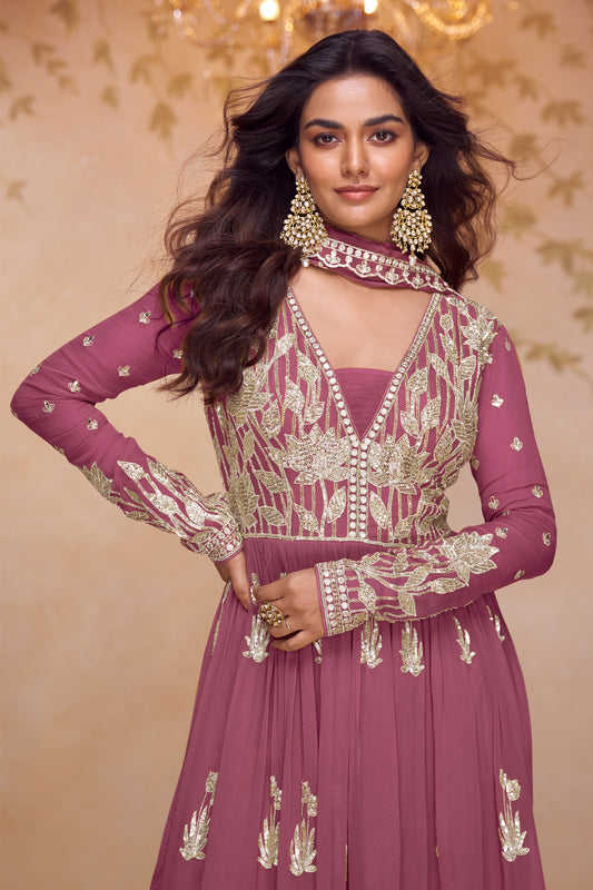 Pink Readymade Embroidered Chinon Suit-SAR12199_2_SareeButa.com