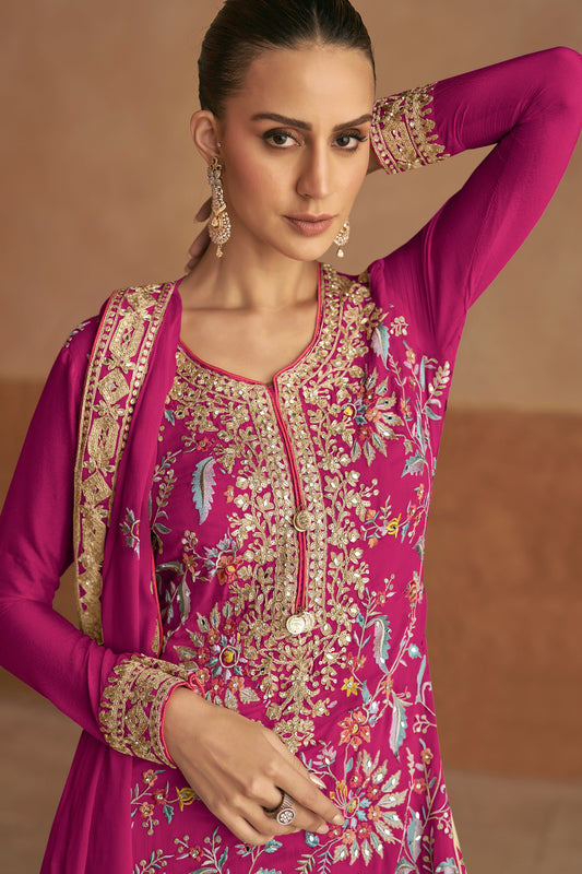 Pink Readymade Embroidered Chinon Suit-SS500_2_SareeButa.com