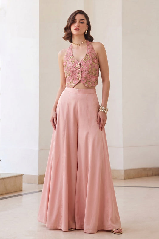 Pink Readymade Embroidered Silk Palazzo Set-SAR12766_2_SareeButa.com