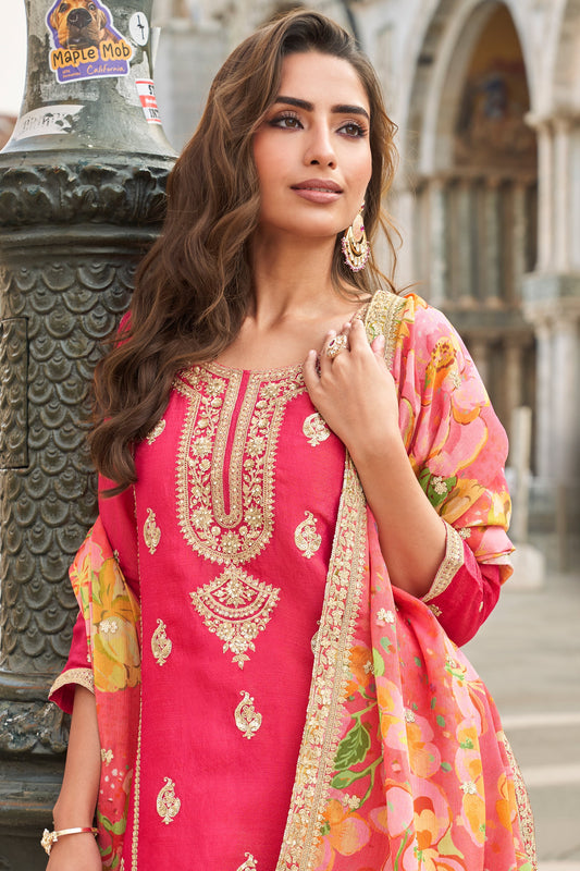 Pink Readymade Embroidered Silk Sharara Suit-SAR10777_2_SareeButa.com