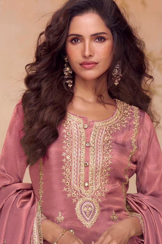 Pink Readymade Embroidered Simar Silk Suit-SAR10648_2_SareeButa.com