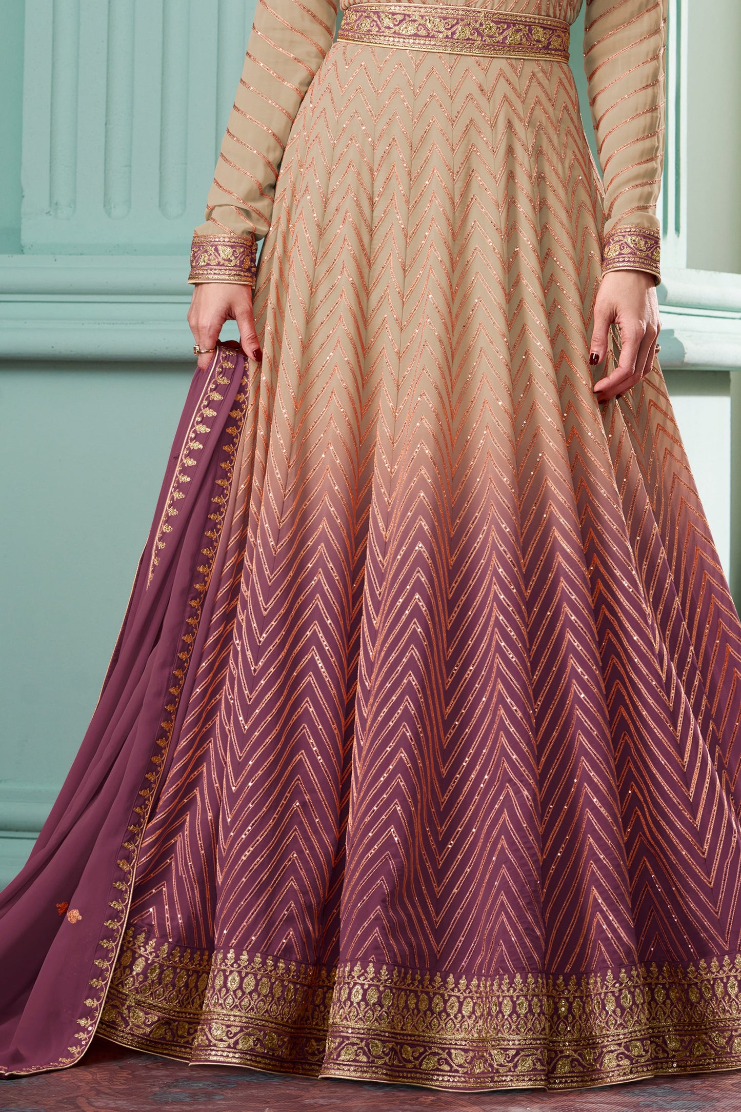 Pink Readymade Georgette Gown with Dupatta-SS572_3_SareeButa.com