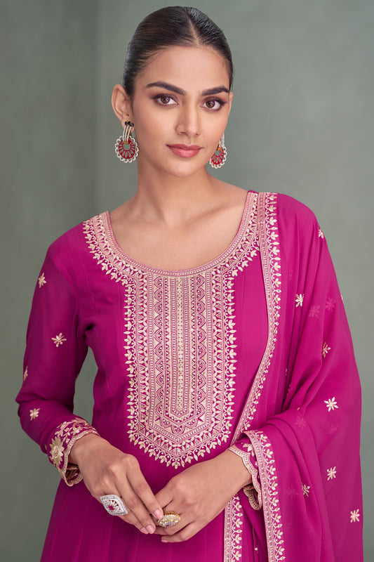 Pink Readymade Georgette Gown with Dupatta-SS674_2_SareeButa.com