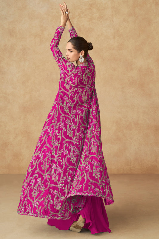 Pink Readymade Georgette Sharara Set -SS590_2_SareeButa.com