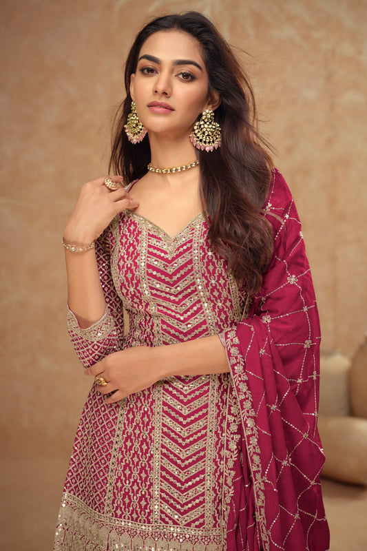 Pink Readymade Heavy Work Chinon Silk Suit-SS540_2_SareeButa.com