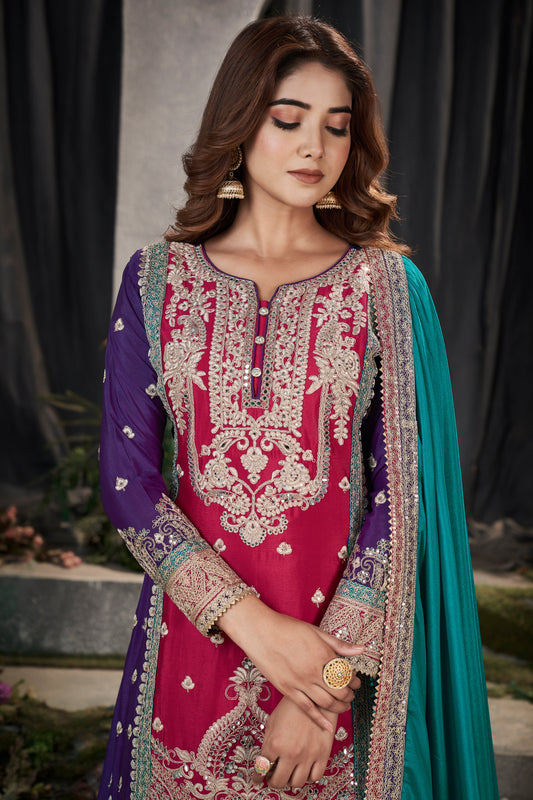 Pink Readymade Heavy Work Chinon Suit-SS082_2_SareeButa.com