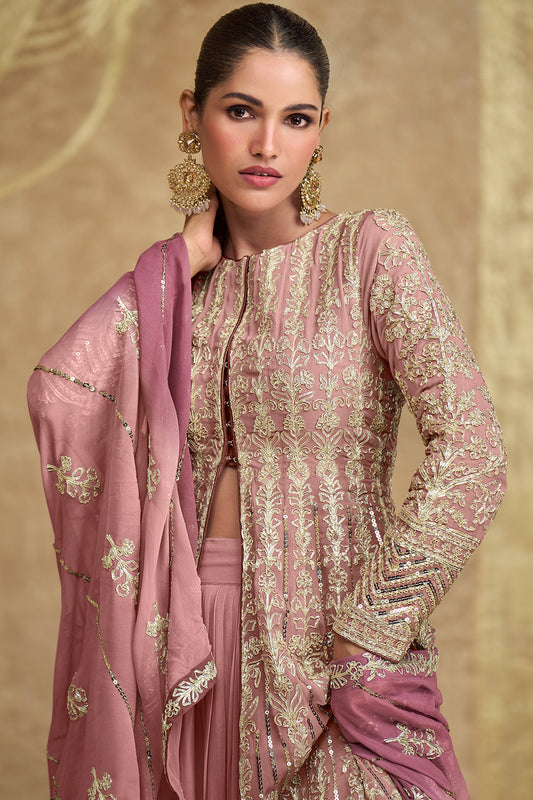 Pink Readymade Heavy Work Georgette Skirt Suit-SS613_2_SareeButa.com